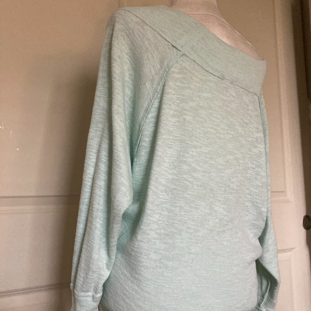 Free People Palisades Off-the-Shoulder Sweater Top in Mint Green - Picture 5 of 7